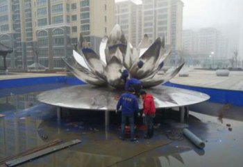 廣場并蒂蓮雕塑廠家 鏡面小品 制作不銹鋼并蒂蓮雕塑廠