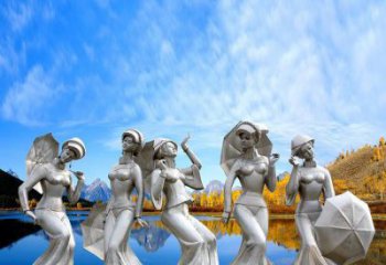 現代美女雕塑廠家 大型別墅區擺件 歐式不銹鋼美女雕塑廠