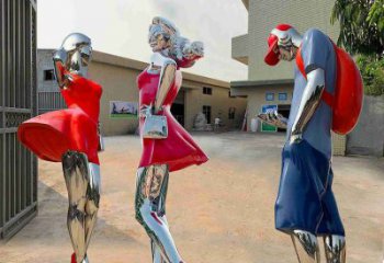 創(chuàng)意女性雕塑廠家 街頭小品 公園不銹鋼女性雕塑廠