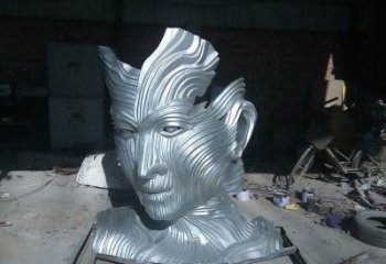 異形人頭雕塑廠家 現(xiàn)代公園小品  創(chuàng)意不銹鋼人頭雕塑廠