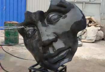 噴漆人臉雕塑廠家 中式小品 草地不銹鋼人臉雕塑廠