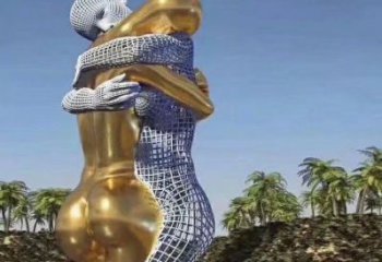 水景情侶雕塑廠家  歐式小品 現(xiàn)代不銹鋼情侶雕塑廠