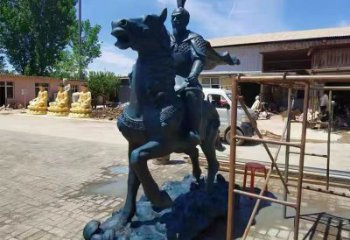 烤漆岳飛雕塑廠家 廣場小品 戶外岳飛雕塑廠