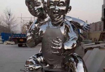 廣場嬰兒雕塑廠家 街頭小品 仿真不銹鋼嬰兒雕塑廠