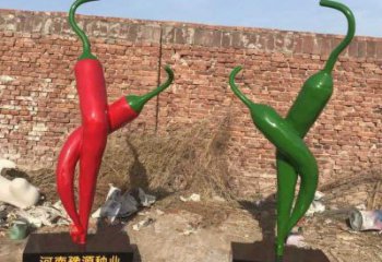 園林辣椒雕塑廠家 公園彩繪小品 中式不銹鋼辣椒雕塑廠