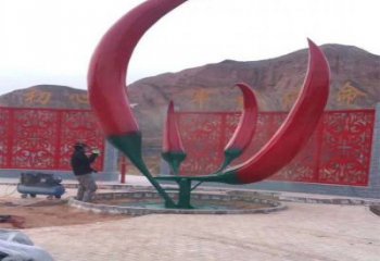 村口辣椒雕塑廠家 戶外現代擺件 創意不銹鋼辣椒雕塑廠