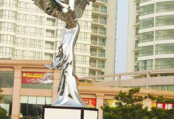 鏡面精靈雕塑廠家 大型擺件  房地產不銹鋼精靈雕塑廠