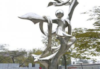 鏡面舞者雕塑廠家 大型擺件  現(xiàn)代不銹鋼舞者雕塑廠