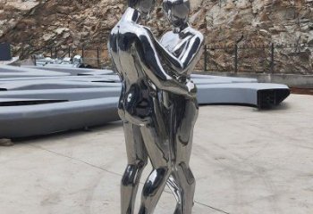 廣場戀人雕塑廠家 現代創意小品 鏡面不銹鋼戀人雕塑廠