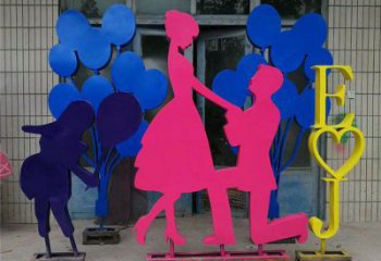 剪紙戀人雕塑廠家 切面擺件 烤漆不銹鋼戀人雕塑廠