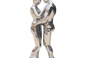 鏡面戀人雕塑廠家 大型擺件 現代不銹鋼戀人雕塑定做