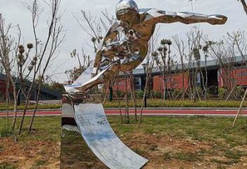 鏡面滑板雕塑廠家 大型擺件  廣場不銹鋼滑板雕塑廠