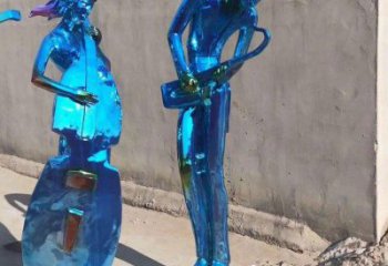 電鍍音樂人雕塑廠家 園林擺件  創意不銹鋼音樂人雕塑廠