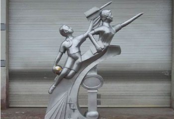 鏡面飛躍雕塑廠家 大型擺件 校園不銹鋼飛躍雕塑