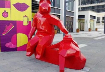烤漆北極熊雕塑廠家 廣場小品  現代北極熊雕塑擺件