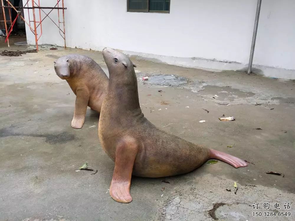 選用古銅色海豹雕塑 大型城市雕塑 商業街擺件