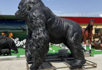 山西庭院猩猩雕塑，動(dòng)物小品，烤漆仿古工藝