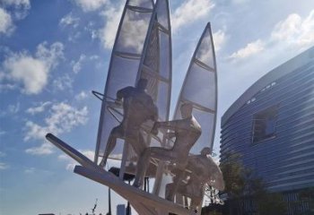 街道帆船雕塑廠家，鍛造景觀雕塑，古銅效果