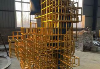 預(yù)用鏤空魔方雕塑廠家 噴水園林小品 住宅小區(qū)雕塑