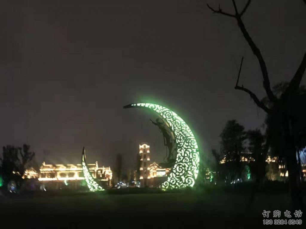 景觀月亮雕塑加工廠家，鍍銅景觀雕塑，鍍銅工藝