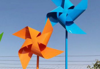 承接戶外風車雕塑 噴漆風動雕塑 燈光旋轉雕塑