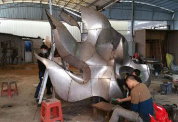 房地產火焰雕塑廠家 現代景觀擺件 幾何雕塑