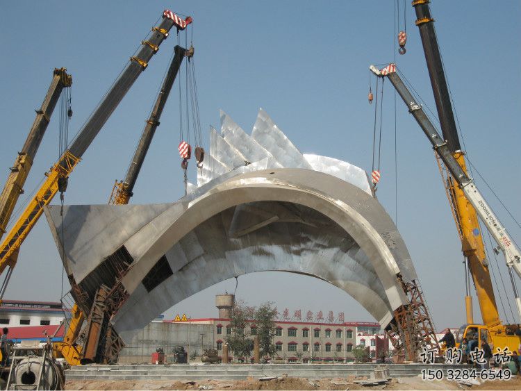 文明標識大門雕塑，不銹鋼創意大門雕塑生產