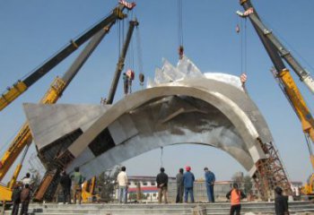 城市大門雕塑，不銹鋼材質制作，地標文化標識