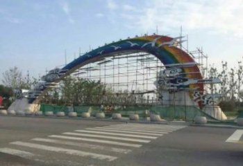 云朵大雁大門雕塑,地域形象美陳,烤漆工藝制作