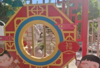 福娃景墻雕塑,鏤空烤漆效果,喜慶歡樂元素