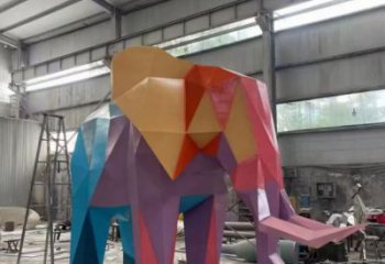 烤漆大象雕塑，仿真主題，切面工藝