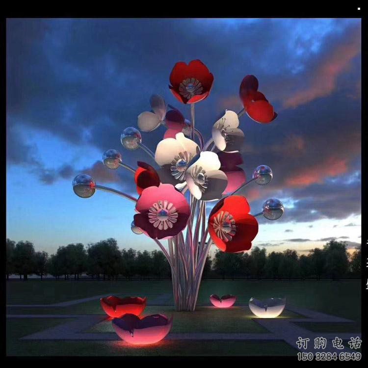 花朵雕塑標準，陸地擺件，郁金香花朵雕塑定制廠家
