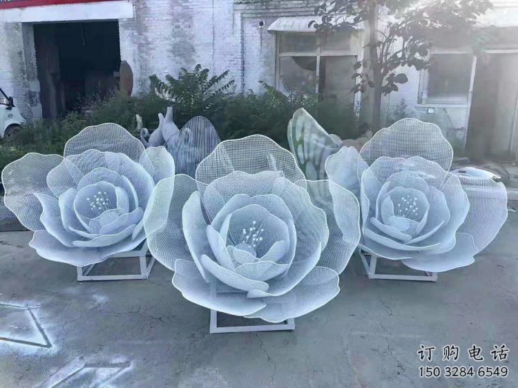 牡丹花雕塑廠家，地標擺件，鏤空牡丹花雕塑選用廠家