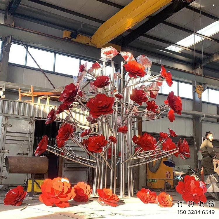 牡丹花雕塑精選，露天雕塑，景觀牡丹花花朵雕塑訂做