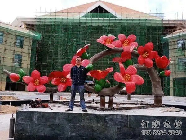 桃花雕塑供需，美陳雕塑，仿真桃花雕塑廠家承接