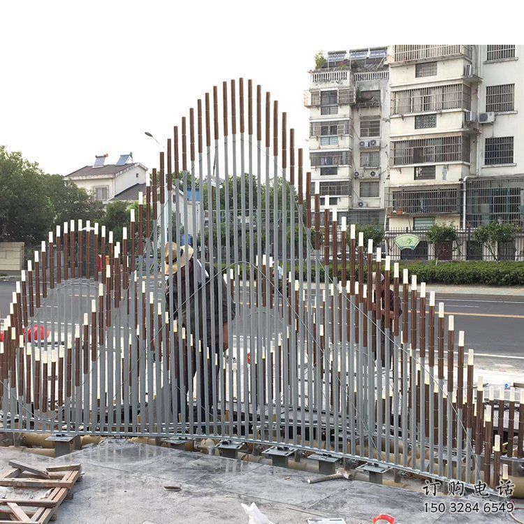 城市假山雕塑，網格體育雕塑，古銅效果