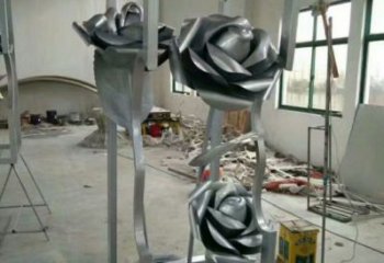 月季花雕塑制作,美陳雕塑,不銹鋼月季花雕塑定制廠家