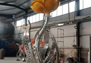 鏡面月季花雕塑