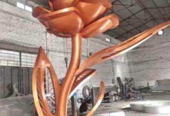 月季花雕塑常用,街道標識,廣場不銹鋼月季花雕塑常用