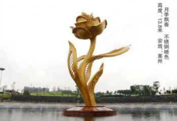 月季花雕塑供給,室外雕塑,不銹鋼月季花雕塑生產商