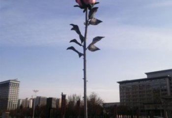 花朵月季雕塑承接,街景小品,月季花朵雕塑標志訂做