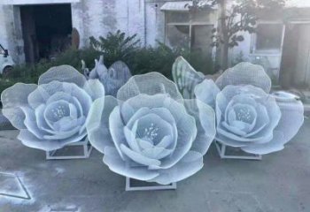牡丹花雕塑廠家，地標擺件，鏤空牡丹花雕塑選用廠家