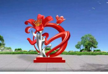 石榴花雕塑定價，景觀概念，不銹鋼石榴花雕塑預定