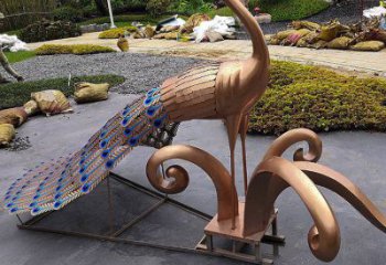 抽象孔雀雕塑預(yù)定，公園雕塑，不銹鋼孔雀雕塑承接