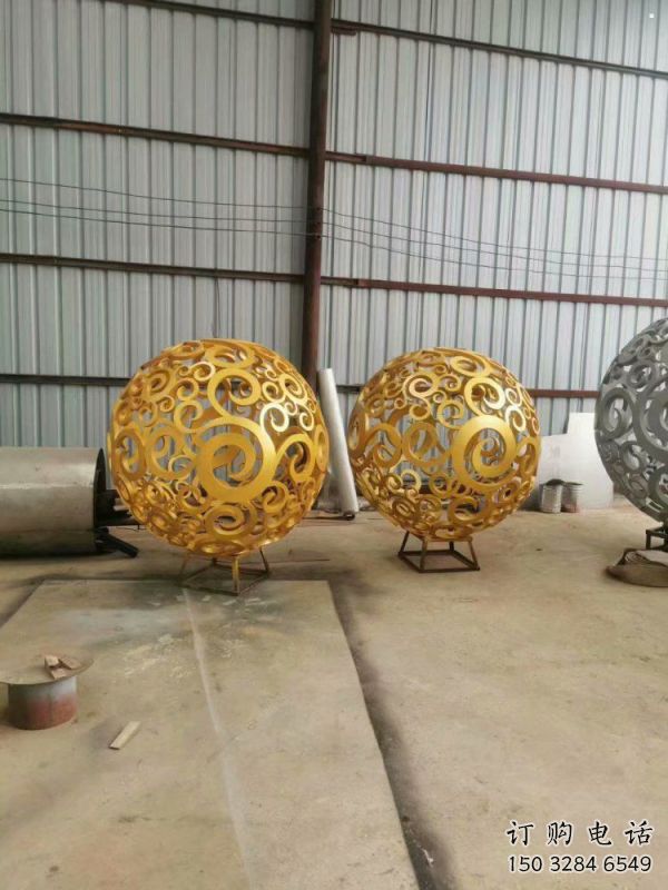棱面球雕塑服務(wù)商，街道標(biāo)識，鏤空棱面球雕塑定制廠家
