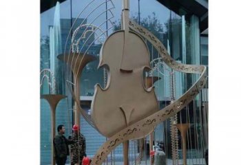 提琴雕塑定制，市標雕塑，不銹鋼提琴雕塑