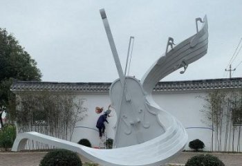 小提琴雕塑訂做，室外軟裝，不銹鋼小提琴雕塑供應(yīng)