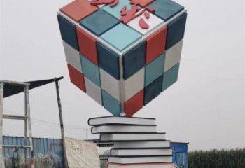 疊書雕塑工廠選用，街道標識，不銹鋼疊書雕塑制作