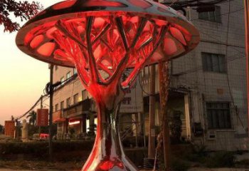 燈光樹雕塑訂做，街景小品，戶外燈光蘑菇樹雕塑制作