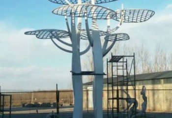 蘑菇樹雕塑承接，景區案例，幾何鏤空蘑菇樹雕塑承接